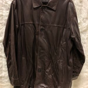 Mens 2XL Andrew Marc Brown Leather Jacket